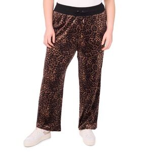 Vince Camuto Velour Animal-Print Drawstring Straight Leg Pants - NWT